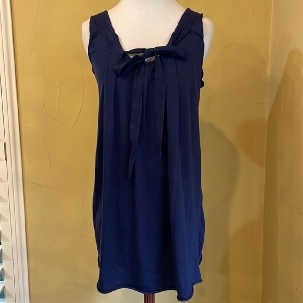 NWT Navy Blue Cotton Sleeveless VELVET Blouse Size Small